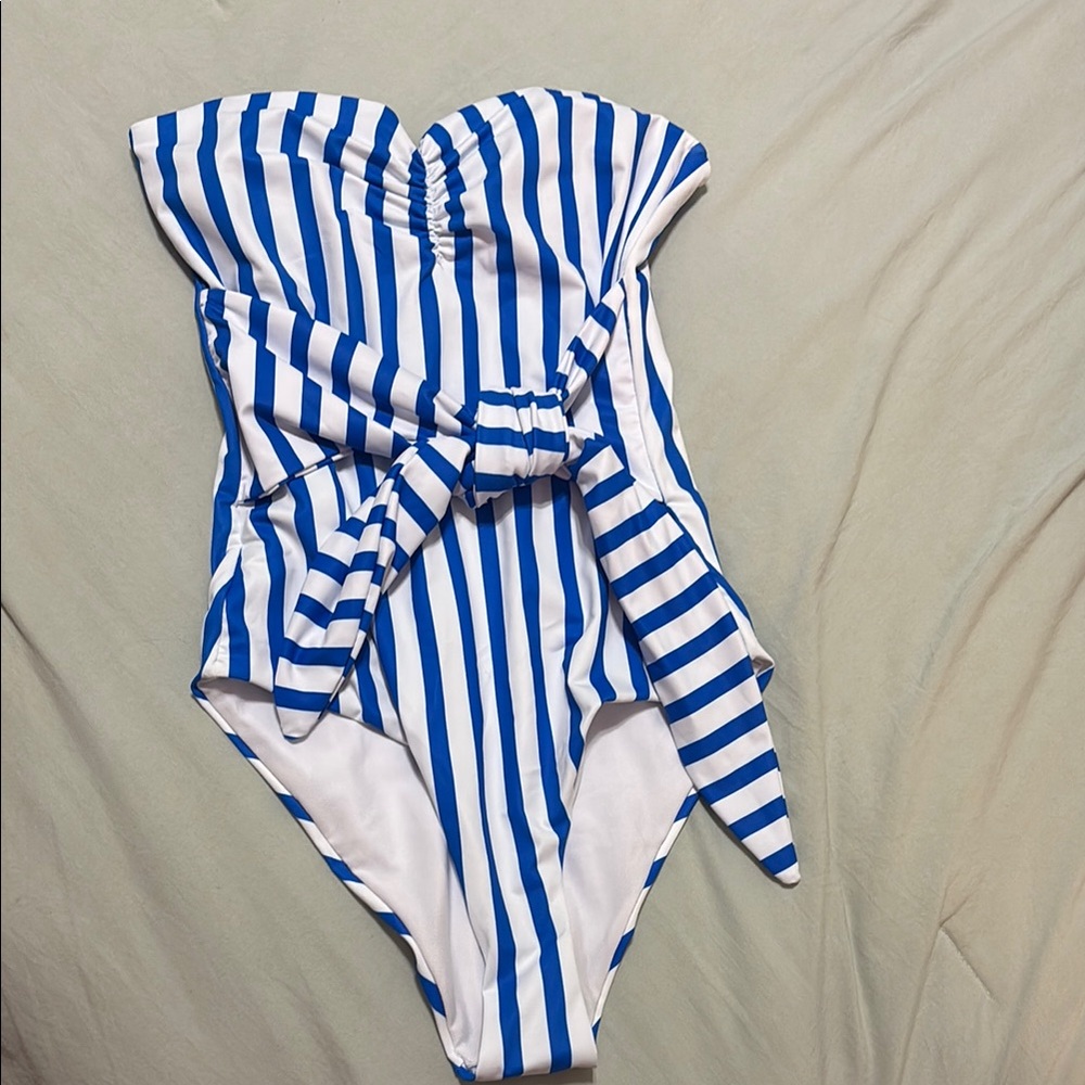 Blue and White Striped Women’s Swimsuit